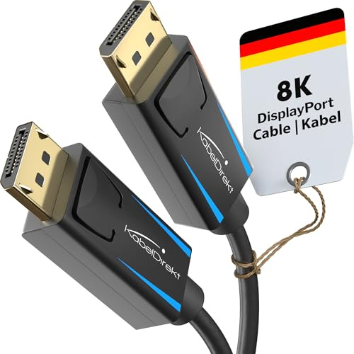 KabelDirekt – 8K & 4K DisplayPort-Kabel – 3m – v1.4, 240Hz – für Monitor | DisplayPort-1.4-Kabel – 8K@60Hz, 4K & Gaming bis 240Hz – für PC, Laptop & Gaming-Monitore, HBR3