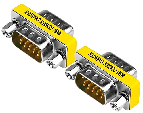 VMOJO VGA Kupplung VGA Stecker auf Stecker Adapter 15pin 15Polig Adapterkupplung SVGA Mini Gender Changer [2 Pack]