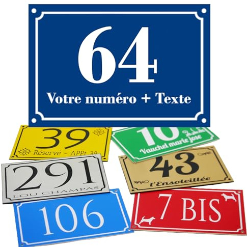 Hausnummernschild PVC 15x10 cm – Personalisiertes straßenschild für außen mit Nummer, Text & Logo [Nummernschilder]