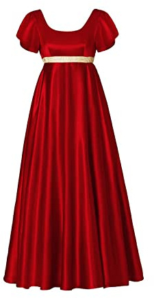 kinstell Regency Kleider für Frauen 1800er Jahre Kleid Satin Vintage Regency Kleid Schärpe viktorianisches Tee Party Kleid