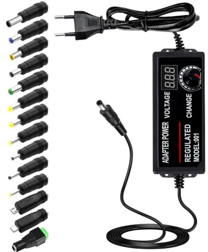 Einstellbares Netzteil 3V-24V Universal Netzteiladapter 2A 48W Verstellbarer Netzadapter 100V-240V AC to DC mit LED Spannungsanzeige und 5,5x2,5mm 14 Tipps für Haushaltselektronik,2000mA Max(SS-24V2A)
