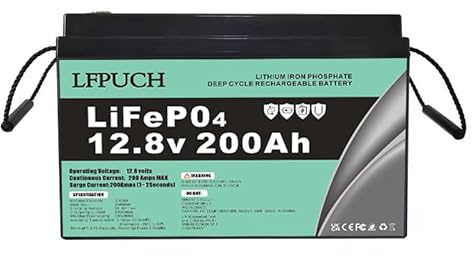 Leisure batterie，LiFePO4 Batterie 12V 200 Ah, Lithium Freizeitbatterie, Lithium Eisenphosphat Batterie anstelle von Auto AGM oder Deep Cycle, geeignet für Photovoltaikanlagen, Energiespeichersysteme