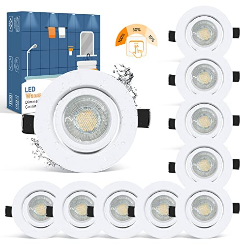 wowatt 10er LED Spots 230V 3 Stufe Dimmbar 7W 2800K Warmweiß 68mm