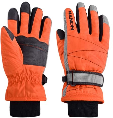 Azarxis Warme Handschuhe, Thermische Ski Snowboard Handschuhe, Winddich Winterhandschuhe für Damen und Herren (Orange, M)