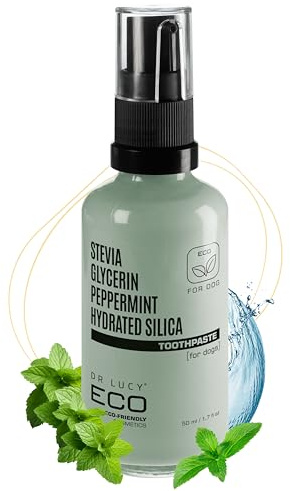 Dr Lucy ECO Hundezahnpasta 50 ml - Hunde Zahnpflege gegen Mundgeruch und Zahnstein - Mit Stevia-Extrakt und Minze für frischen Atem - Cosmos-Zertifiziert - Ohne Fluorid, SLS