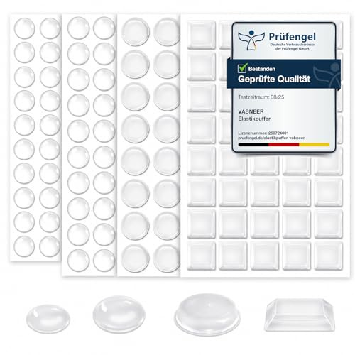 VABNEER Elastikpuffer Transparent Selbstklebend, 172 Stücke Silikon Schutzpuffer Möbelpuffer Gummipuffer zur Lärmdämpfung Verhindern Rutschen und Kratzer