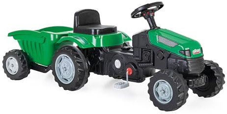 LEMODO Trettraktor ab 3 Jahre | Kinder Traktor| Traktor zum draufsitzen | Kindertraktor mit Kettenantrieb | Trampeltrecker mit Hupe | Trettrecker für drinnen und draußen (grün mit Anhänger)