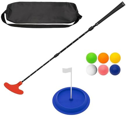Nucelit Verstellbares Golf-Putter-Set, Zwei-Wege-Schläger mit Puttingscheibe und Übungsball, für Damen und Herren, Golfer, Zwei-Wege-Schläger mit Puttingscheibe und Übungsball