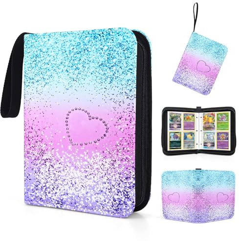 Sammelalbum mit 4 Fächern, 400 Fächern, Sammlung von Sammelkartenspielen, Sammelkartenhalter mit 50 Hüllen, Sammelkartenordner für Kinder und Mädchen Regenbogen
