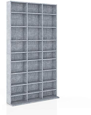 Vicco Cd-Regal Jukebox, Beton, 102 x 178 cm, zur stehenden und wandmontierbaren Medienaufbewahrung