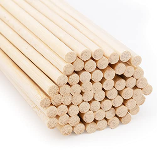 Joejis 60 holzstäbchen Stück lange Rundhölzer unbehandeltes Bambusholz Holzstab Bastelhölzer Basteln Bastelbedarf (6 mm x 30 cm)