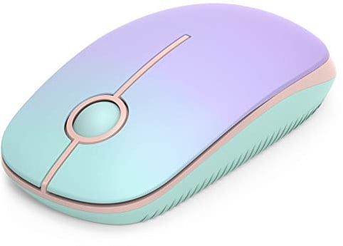 seenda Maus Kabellos, 2,4G Funkmaus mit 1600 DPI, Leise Tasten, Grün & Lila | symmetrisches Design für Links-/Rechtshänder, Plug & Play , 18 Monate Akkulaufzeit, Kompatibel mit Windows, Mac, Linux
