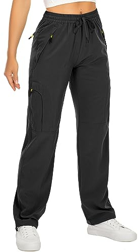 yeyity Wanderhose Damen Leichter Quick Dry Trekkinghose Safari Kleidung | Atmungsaktiv Cargohose UV-Schutz Outdoorhose Funktionshose Jogginghose Mit Taschen