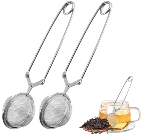 Teezange für Losen Tee, 2 Stück Teeei für Losen Tee,Edelstahl Tee Ei für Losen Tee,Teesieb für Losen Tee,Siebzange für Teeliebhaber,Teezange für Tasse,Tea Infuser,Tee Sieb - Ø4.5cm
