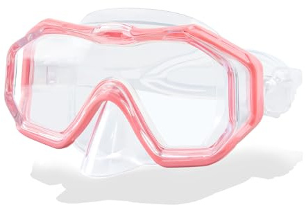 Taucherbrille Kinder, CIYIN Schwimmbrille Kinder für Jungen Mädchen, Schwimmmaske mit Nasenabdeckung, Anti-Beschlag Anti-Leck, 180°Panorama HD Tempered Glas, Taucherbrille für Kinder 4-16 Jahre (Rosa)