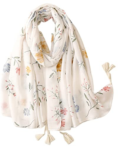 FAIRYGATE Damen Schal Vogel Blume Schmetterling Druck Lange Soft Neck Scarf Wickel Stola für Summer Beach Winter Geschenk