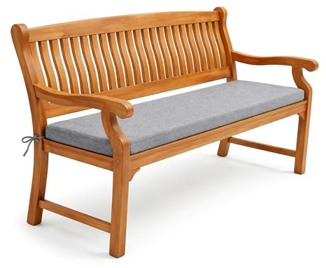 POKAR Bankauflage 180x40 cm | Bankkissen mit abnehmbarem Bezug und Bändern | Sitzauflage für Gartenbank, Sitzbank, Schaukel | Sitzpolster für Indoor und Outdoor | Oeko-TEX | Made in EU | Grau