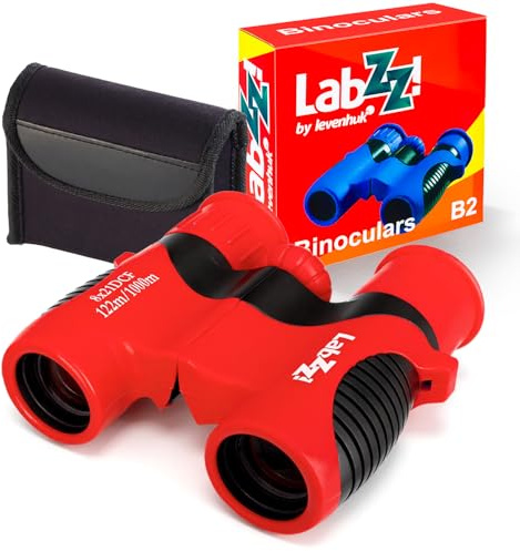 Levenhuk LabZZ B2 Red Berry Kinderfernglas ab 4 Jahren – Kompakt, robust, mit 8X Vergrößerung, Dachprisma und voll vergüteter BK-7-Optik – ideal für Abenteuer, Natur, Wandern und Reisen, Farbe Rot