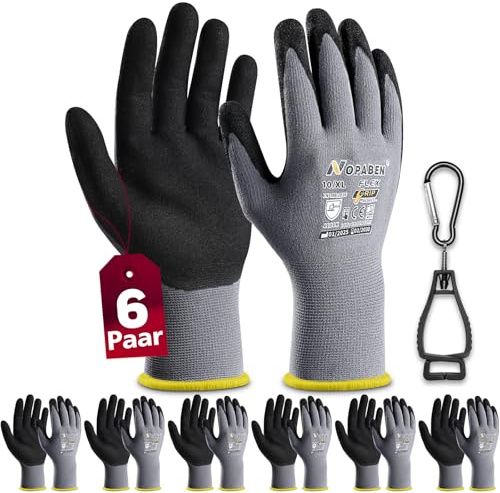 Nopaben 6Paar Arbeitshandschuhe herren - montagehandschuhe mit optimaler Griffigkeit & feinem Tastgefühl, ölresistent und atmungsaktiv, Industrie-Schutzhandschuhe für Mechanik und Werkstatt, GröÃŸ