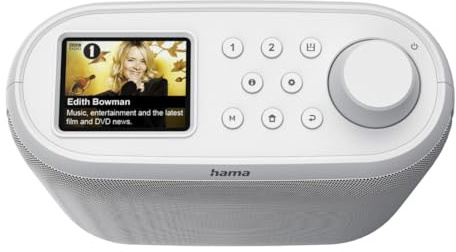 Hama Internetradio mit Digitalradio (WLAN/DAB+/DAB/UKW, Bluetooth, Spotify Streaming, 30 Speicherplätze, 2 Direktwahltasten, Radiowecker, Unterbauradio, 2,4 + 5 GHz, 2,4“ Farbdisplay, 5W) weiß