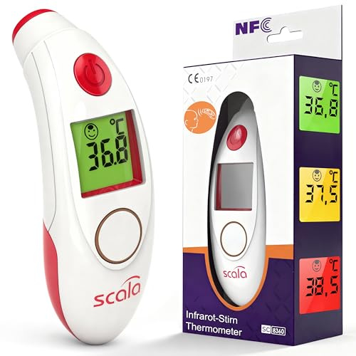 scala SC 8360 NFC Top Speed Night digitales Infrarot Stirn Thermometer mit optischem und akustischem Fieberalarm Datenspeicher durch NFC Verbindung und APP