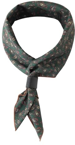 WANYING Herren quadratische Halstuch mit Leder Loop Multifunktionstuch Kopftuch Nickituch Bandanas Trachtentuch Bandanas Vintage Retro 60x60 cm - Druckmuster
