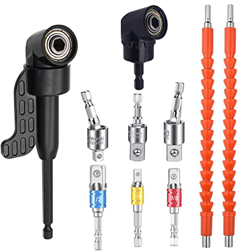 10stk Winkelaufsatz, 105 Winkel bithalter, Stecknussadapter Akkuschrauber, für Akkuschrauber, Bohrerverlaengerung, um die ecke Schrauber, für elektrische Bohrmaschinen