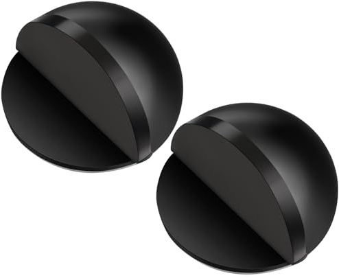 Hotop Selbstklebend Boden Türstopper aus Edelstahl, Schwarz, 2 Stk | Ovaler Türstopper Boden zum Kleben, Bodenmontiert Halbmond Door Stopper, Poliert Türpuffer mit Kleber, Schutz für Wand Tür