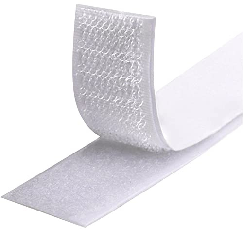 Fesoar Klettband Selbstklebend 8 Meter Extra Stark, Doppelseitig Klebende mit Klettverschluss 20 mm Breit Selbstklebendes Klebepad mit Flauschband und Hakenband (20 mm x 8 m, Weiß)