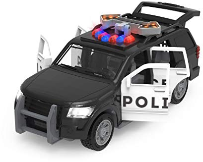 Driven by Battat - Polizeiauto, 20 cm - Polizei-Geländewagen - Spielzeugauto mit Lichtern und Geräusche - Rettungsautos und Spielzeug für Kinder - Bewegliche Teile - 3 Jahre +