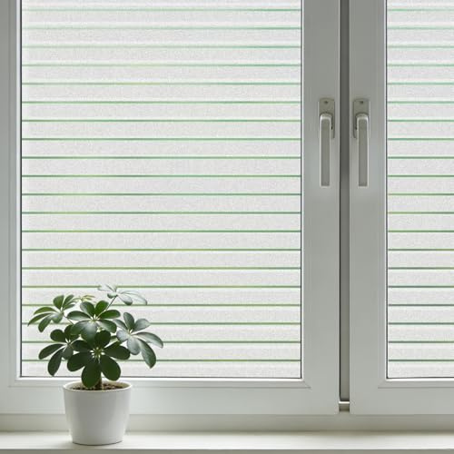 shinfly Fensterfolie Streifen 44,5 x 200 cm Fensterfolie Blickdicht,Milchglasfolie selbstklebend, statisch haftend, Anti‑UV, Sichtschutz und Privatsphäre, für Fenster in Zuhause und Büro