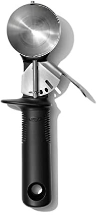 OXO Good Grips Eisportionierer mit Auswurfmechanismus | Hebel löst die Eiskugel mit einem Druck, Weicher rutschfester Griff, Für Eis und Sorbet, Spülmaschinengeeignet
