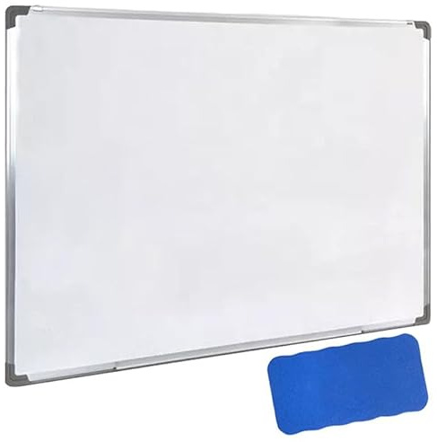 Retoo Magnetisches Whiteboard 60 x 45 cm, Weiß, Aluminiumrahmen | Trocken abwischbar, Hoch- oder Querformat, verstellbare Haken, Zubehörablage, Schwamm enthalten