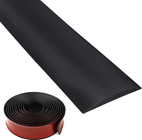 SDLDEER 6m Übergangprofil Selbstklebend, 5cm Breit Übergangsleiste Selbstklebend Bodenleiste Abdeckleiste für Fußböden(Schwarz)