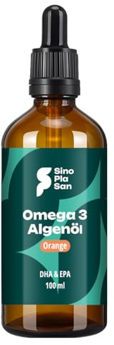 Premium Omega 3 Algenöl | hoch dosiert | Natürliches DHA & EPA für Herz, Gehirn & Sehkraft | vegan | 100ml | 40 Tage Vorrat | Orangengeschmack