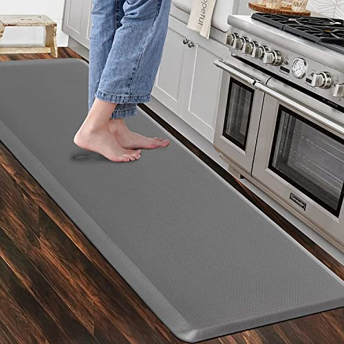 Carvapet rutschfest Küchenteppich Anti Ermüdungsmatte Küchenläufer Schaum-Stehmatten PVC Abwischbar Laufteppich Küchenmatte Bodenmatte (Grau,44x152cm)