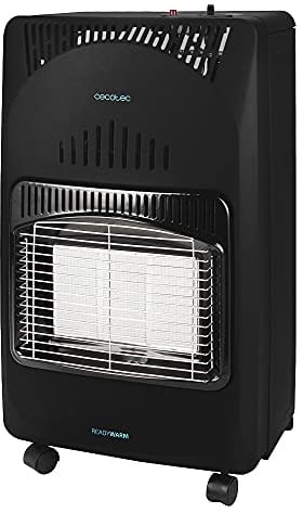 Cecotec Butangas-Heizofen Ready Warm 4000 Slim Fold. 4200W, faltbar, Keramik, 3 Modi, 10 kg Gasflaschen, Dreifaches Sicherheitssystem, 4 multidirektionale Räder, Abdeckung 30m²
