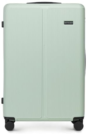 WITTCHEN Stripes Line Großer Koffer 76,5 x 50 x 29 cm (XL) | Hartschalen-Trolley ABS 96 l, 4 Rollen 360° | Koffer groß für Lufthansa/Eurowings/Ryanair, zahlenschloss, teleskopgriff | Farbe: Mintgrün