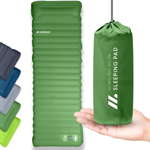NORDMUT® Isomatte Schnellaufblasend mit integrierter Fußpumpe 10 cm - Isomatte Camping mit kleinem Packmaß - Outdoor Matratze für müheloses aufpumpen - Camping Matratze Ultra komfortabel