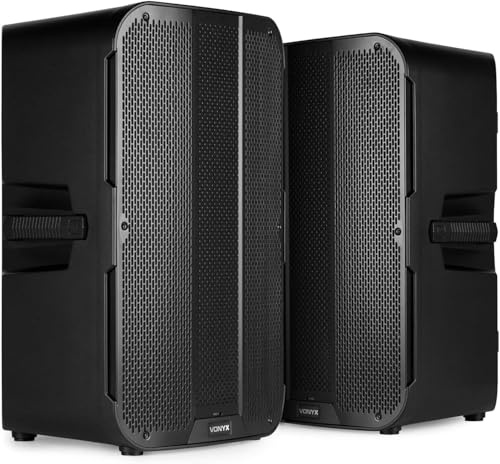 Vonyx VD715A PA Lautsprecher Aktiv 1800 Watt - 2er Set - Bluetooth Lautsprecher Groß mit DSP – DJ Boxen für Party & Bühne – PA Anlage Komplettset – Aktivboxen mit Bi-Amping – Musikbox Groß mit TWS