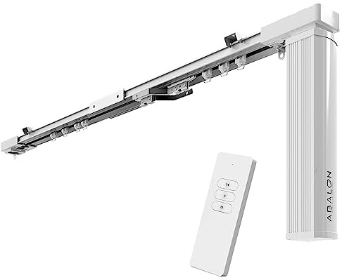 ABALON Motorisierte Gardinenschiene (4 Meter, Grau) | Gardinen per Fernbedienung steuerbar, Wand- oder Deckenmontage möglich