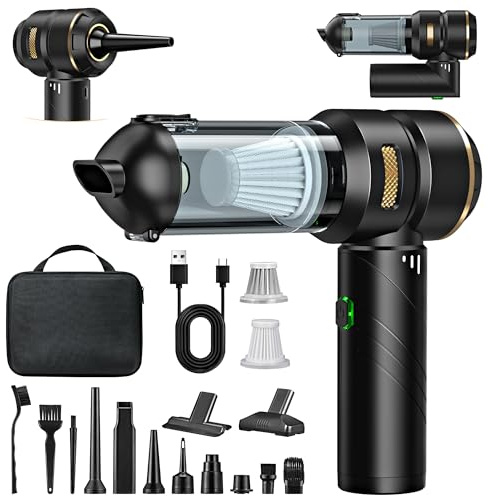 Feolaviy Handstaubsauger Akku 4-in-1,Auto Staubsauger Stark,28000PA HandstaubsaugerKabellos,3-Gang 240000 U/min Handstaubsauger Akku Testsieger für Auto,Küche,PC,Sofa,Büro,Haus& Tierhaar Reinigung