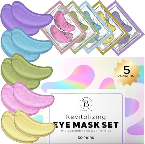 BLOOMORA Gemischte Augenpads mit Niacinamid & Augenpads Hyaluron - Augenringe Entfernen - Eye Patches - Augenpad Gegen Augenringe (30 Paare)