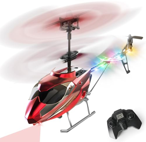 VATOS RC-Hubschrauber für Jungen, 2.4G Ferngesteuerter Hubschrauber mit LED-Licht für Kinder ab 12 Jahren, Feste Höhe, Start mit Einer Taste, RC-Flugzeuge Jungen und Erwachsene
