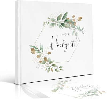 Marvelights Hochzeitsgästebuch, Gästebuch Hochzeit, 120 Seiten Blanko, Hardcover mit Goldprägung, hochwertiges Gästebuch zur Hochzeit, Elegantes Design