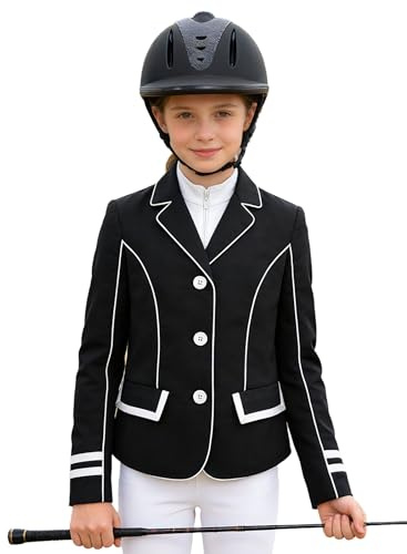 Raenseen Turnierjacke Für Mädchen Blazer Reitjacken Lange Ärmel Schau Cape Mit Knöpfen Trainingsjacke Reitsport Sportbekleidung