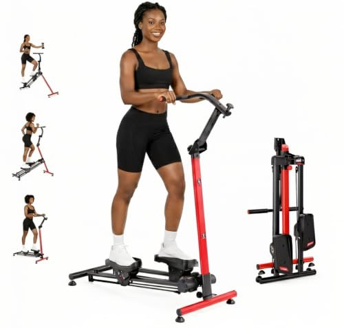 Stair Stepper für Zuhause, 3 Modi,Faltbar,300KG Stairmaster mit Haltegriff | 90% Vormontiert, Klettern, Wandern & Skifahren, Große Pedale, LCD-Display, Kompakter Faltbarer Treppensteiger