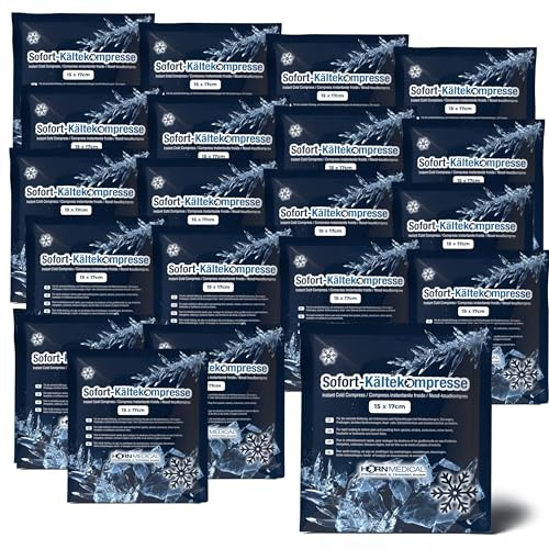 Horn Medical Sofort Kältekompressen Große Einmal-Kühlpacks - einfach knicken & schütteln - 20 Stück - Größe 15 x 17cm