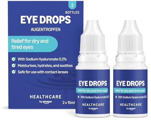 Healthcare by Amazon Augentropfen mit Natriumhyaluronat 0,2%, 15 ml (2er Pack)
