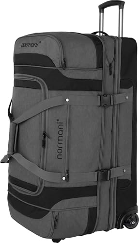 Reisetasche 2-Rad Trolley 120-150 Liter Weichgepäck Travel Bag mit Rollen und 6 Fächern - erweiterbarer Reisetrolley - Rolltasche Sporttasche 81x39x39/47 cm Farbe Grau/Schwarz Größe 120-150 Liter